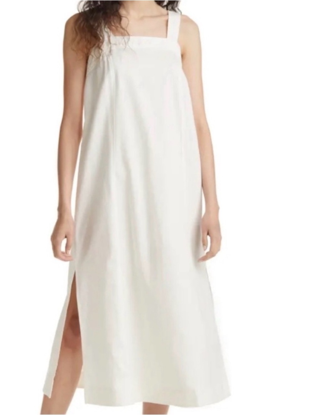 Madewell Linen Blend Princess Seamed Midi Dress - Picture 2 of 14